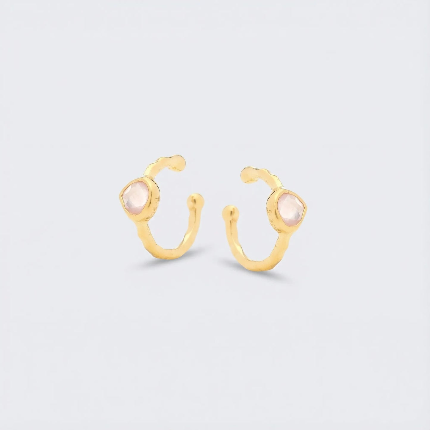 Piercing quartz rose naturel en argent doré 925