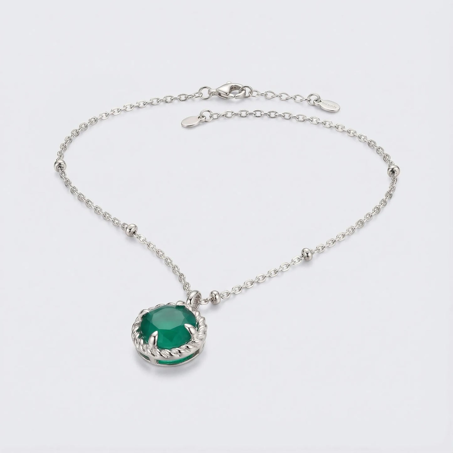 Collier cercle onyx vert argent rhodié 925