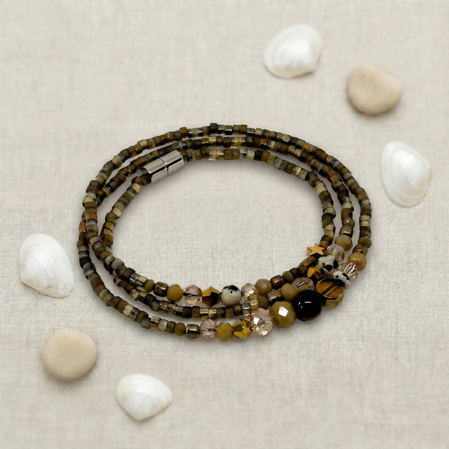 SALVADOR - Bracelet femme 3 rangs œil de tigre - zoom