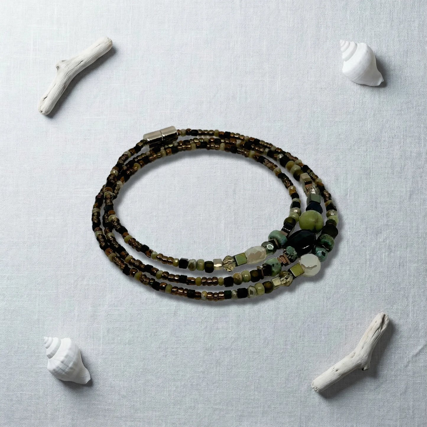 HANOI - Bracelet femme 3 rangs turquoise - zoom