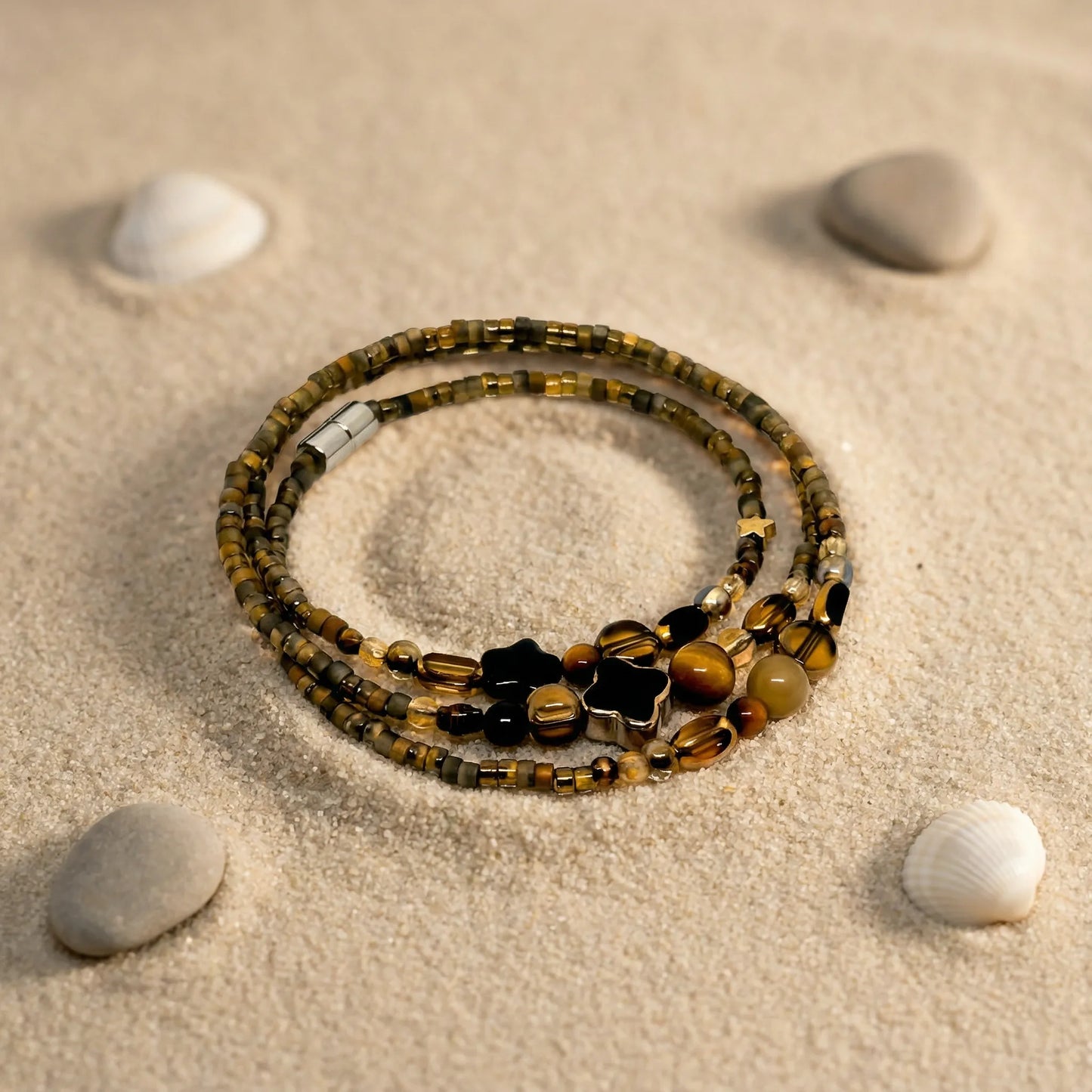 PHUKET - Bracelet femme 3 rangs œil de tigre - zoom