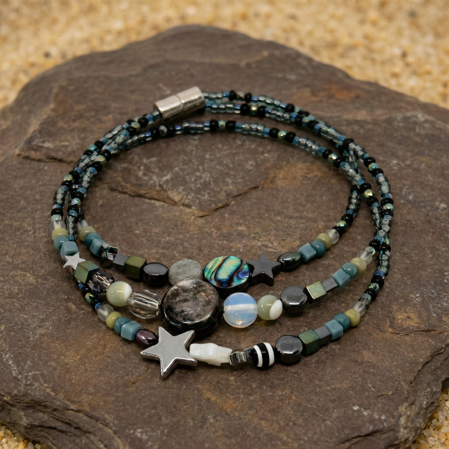 PERTH - Bracelet femme 3 rangs labradorite - zoom