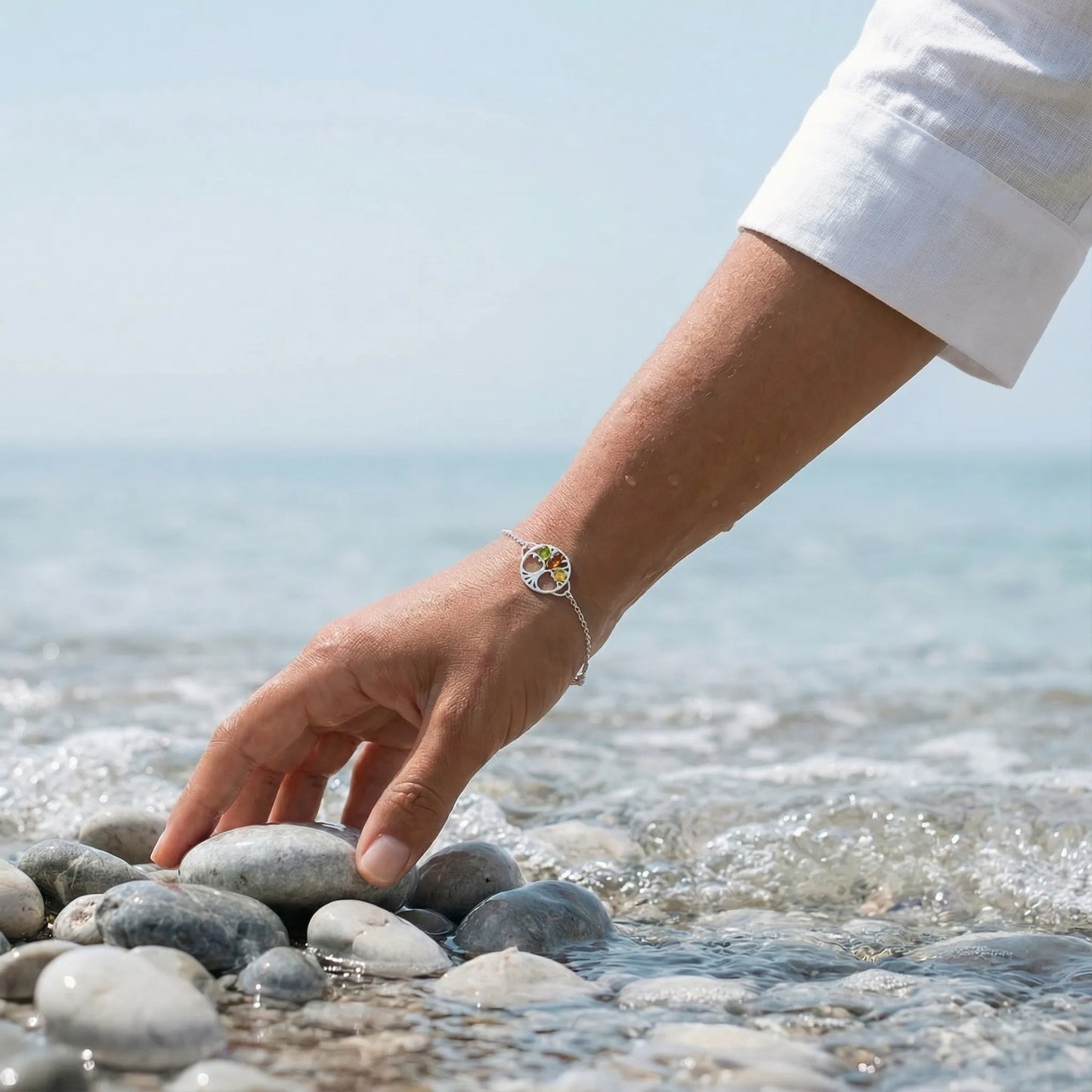 Bracelet Argent rhodié 925 rhodie Ambre