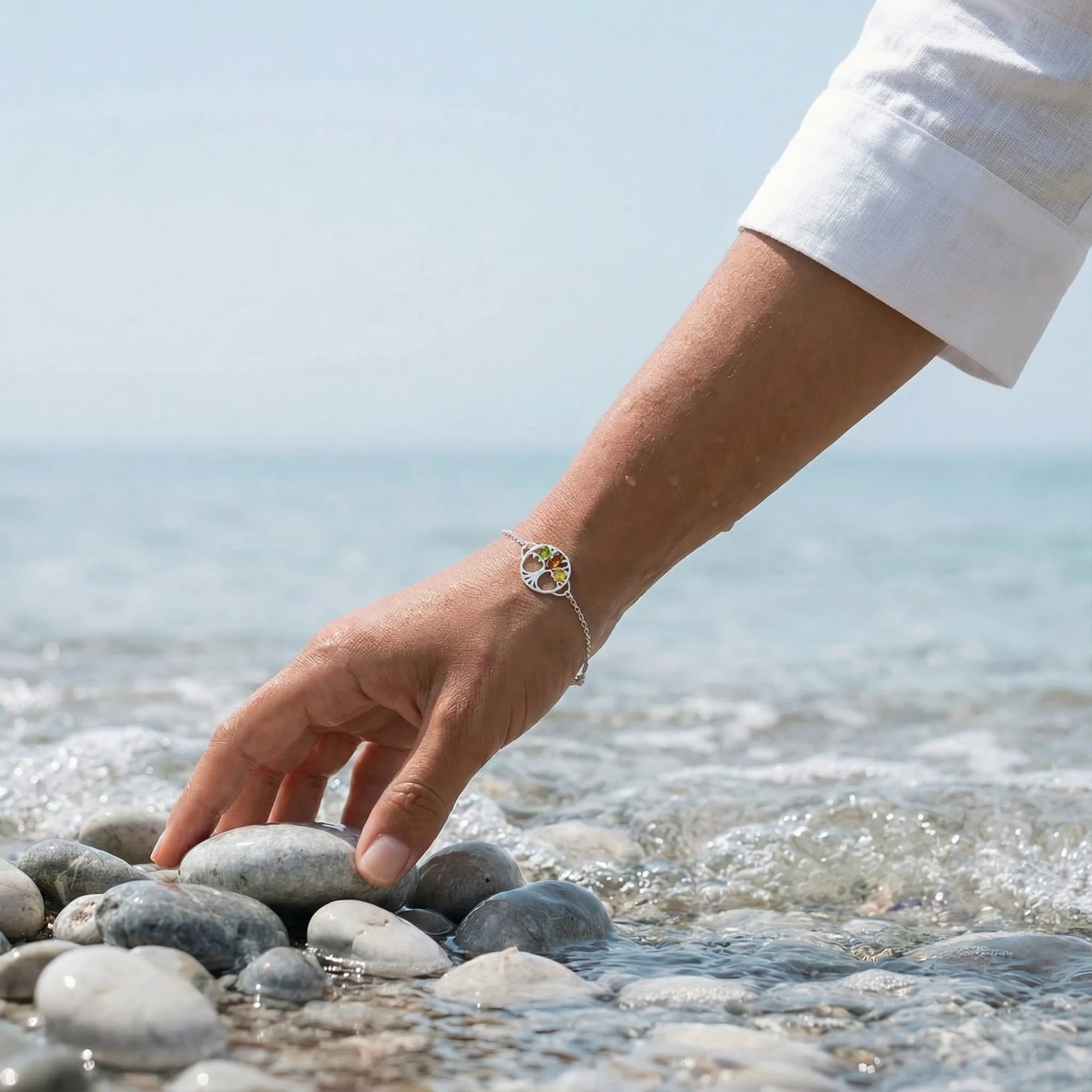 Bracelet Argent rhodié 925 rhodie Ambre