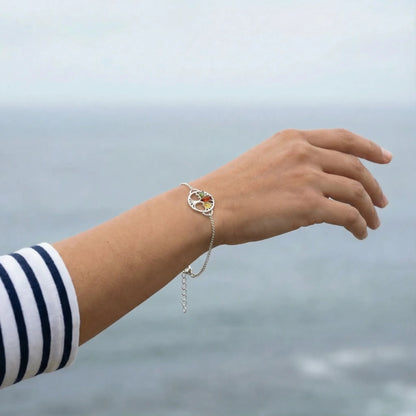 Ambre Multicolore bracelet Argent rhodié 925