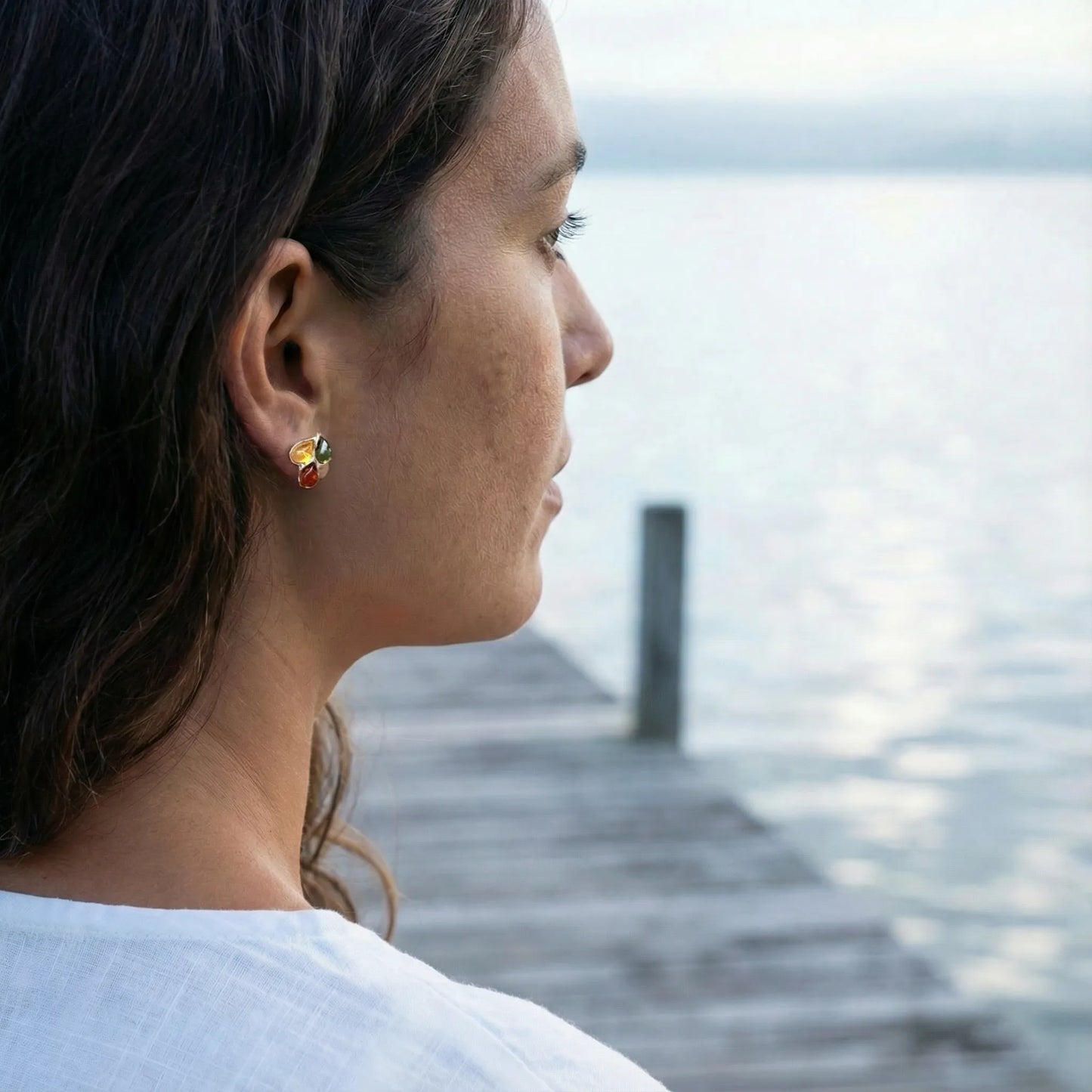 Bijou Ambre Argent rhodié 925 rhodie