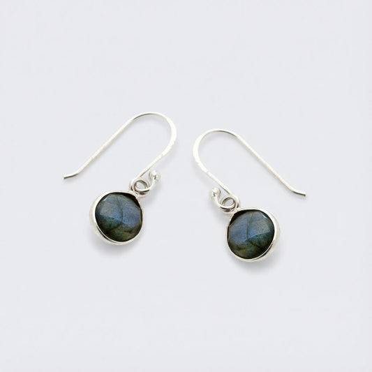 Boucles d'oreilles labradorite multicolore argent rhodié 925