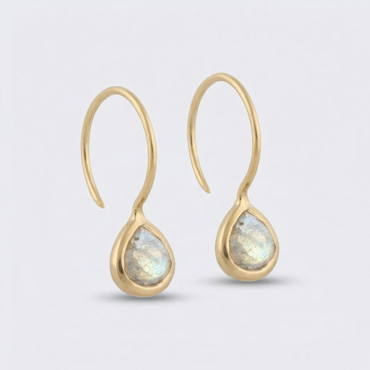 Boucles d'oreilles cœur labradorite dorées 925 LB-D