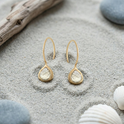 Boucles d'oreilles cœur labradorite dorées 925 LB-D - zoom