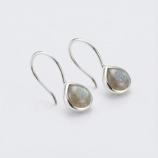 Boucles d'oreilles cœur labradorite multicolore argent