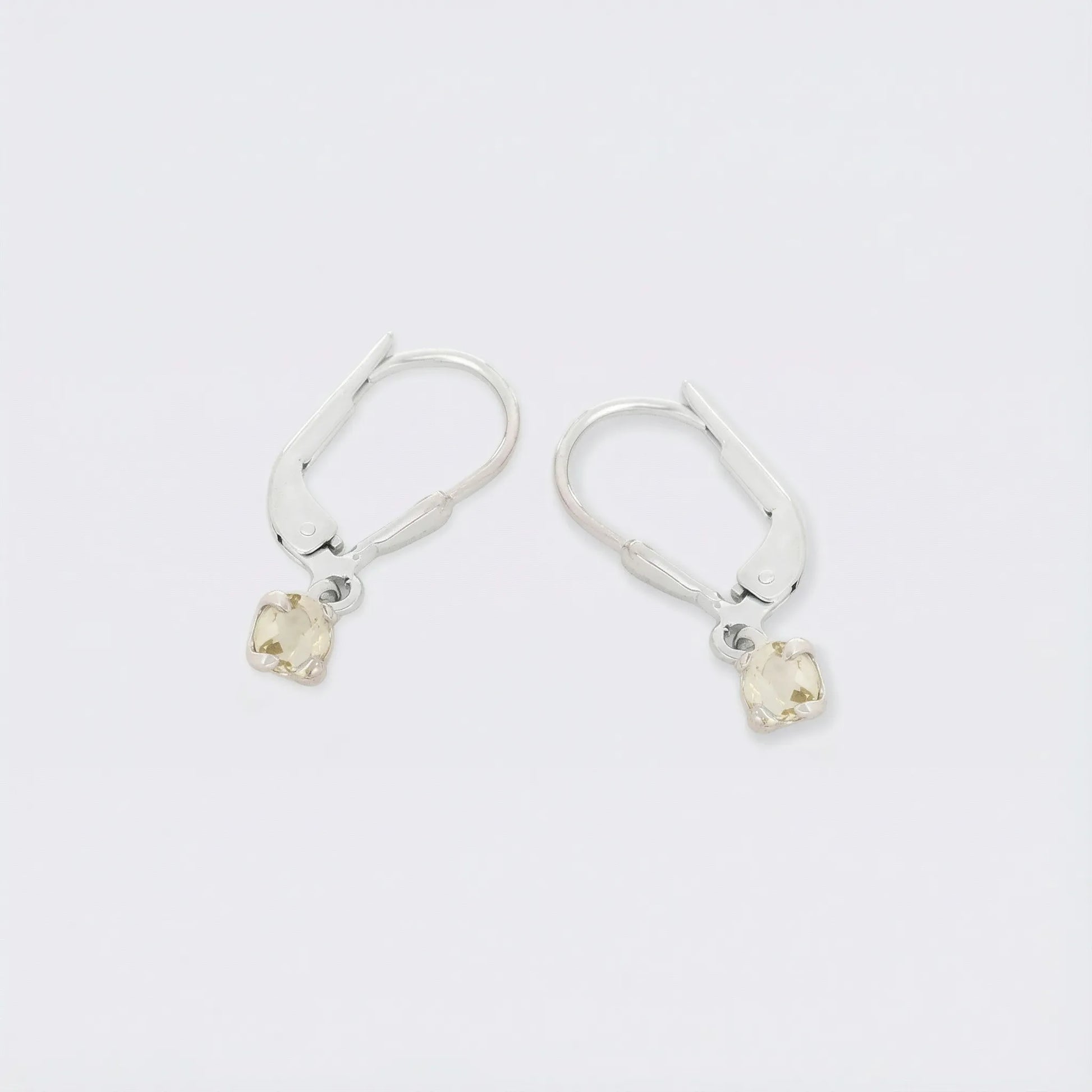 Boucles d'oreilles quartz jaune naturel en argent rhodié 925
