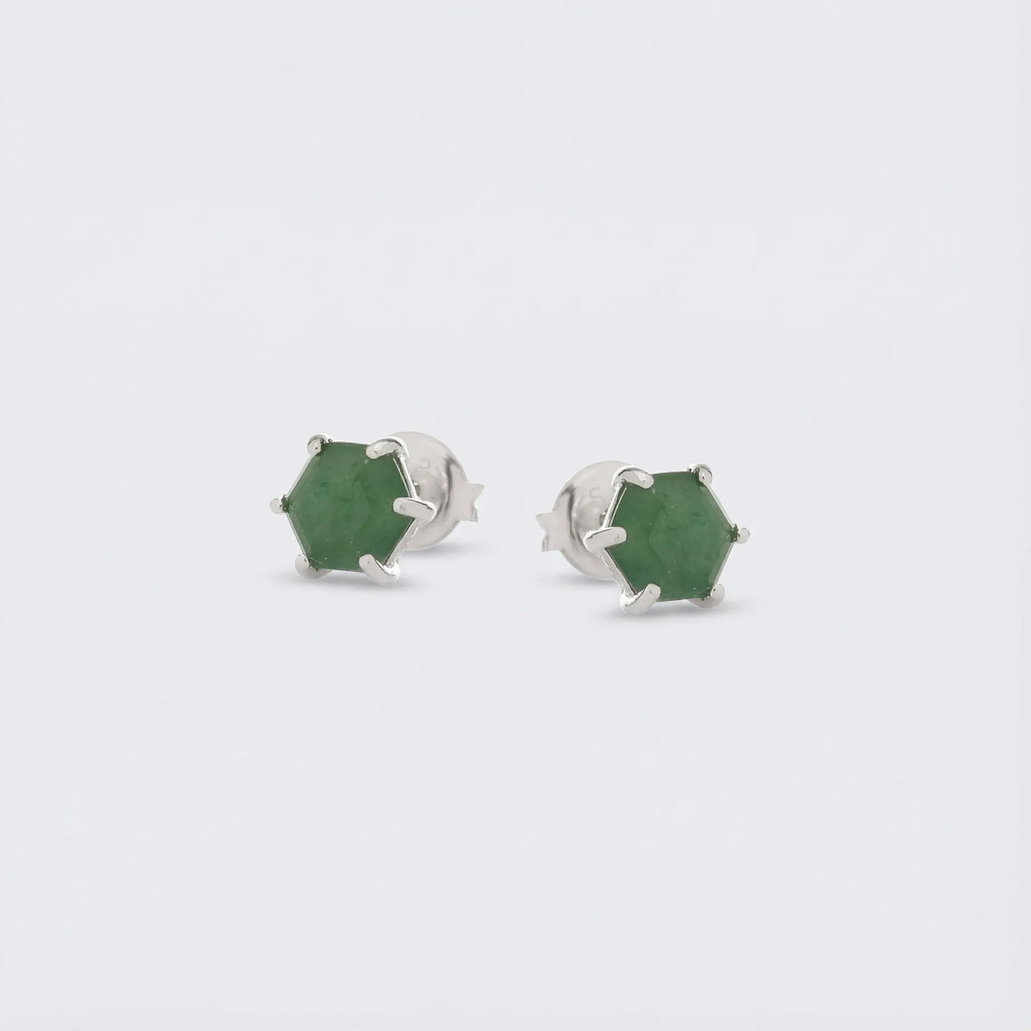 Boucles d'oreilles aventurine verte naturelle en argent rhodié 925