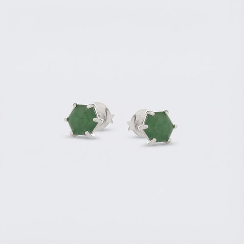 Boucles d'oreilles aventurine verte naturelle en argent rhodié 925