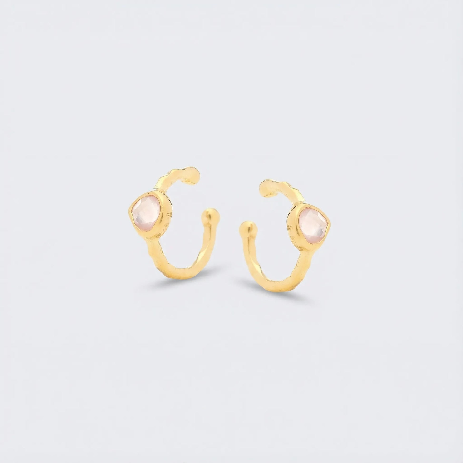 Piercing quartz rose naturel en argent doré 925