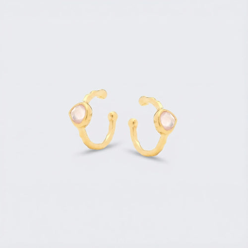 Piercing quartz rose naturel en argent doré 925