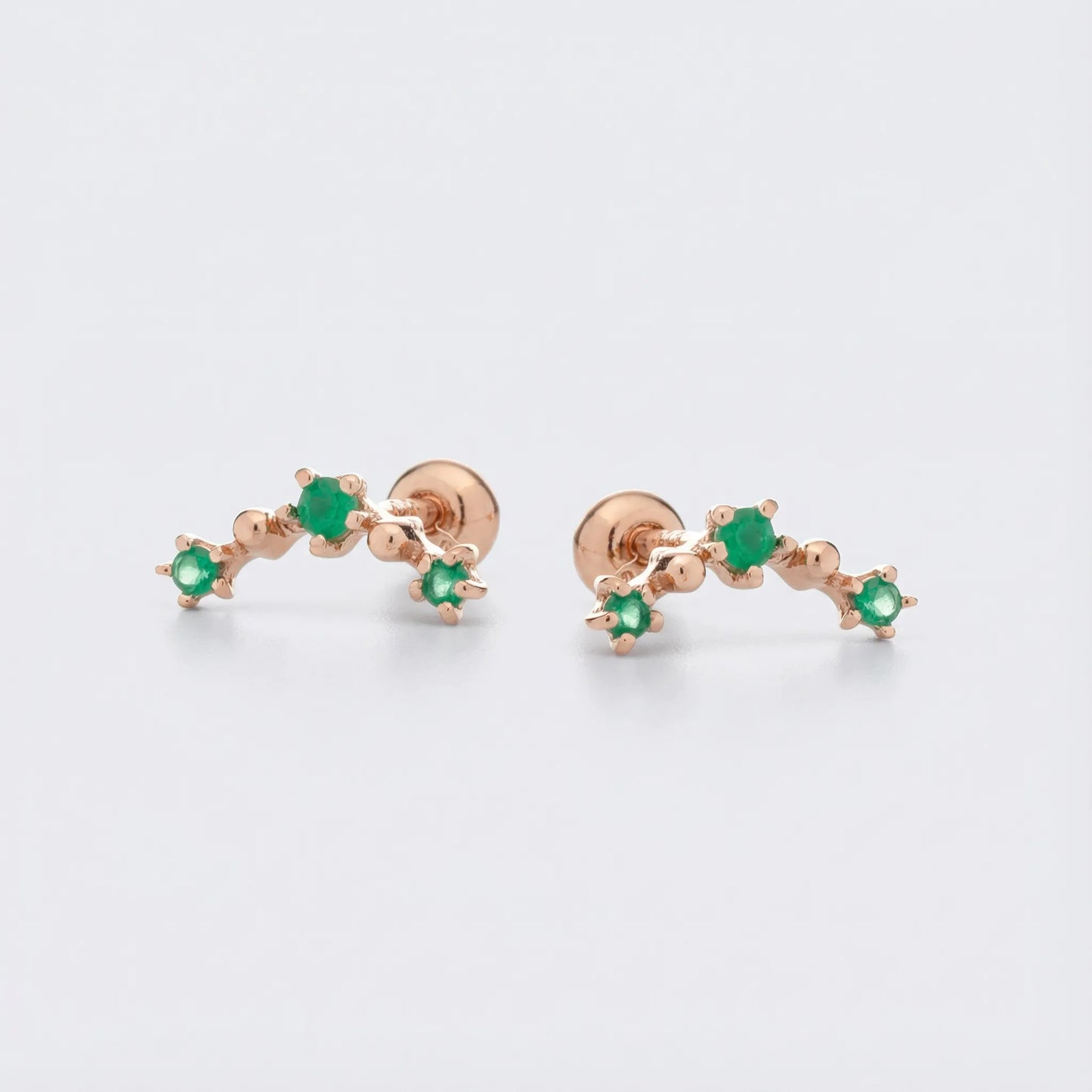 Piercing onyx vert ronde en argent rhodié 925