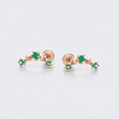 Piercing onyx vert ronde en argent rhodié 925