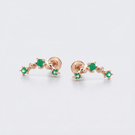 Piercing onyx vert ronde en argent rhodié 925