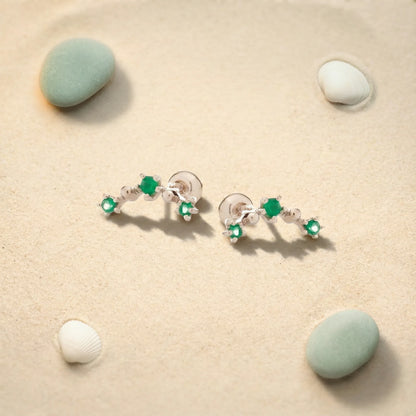 Piercing onyx vert ronde en argent rhodié 925 - zoom