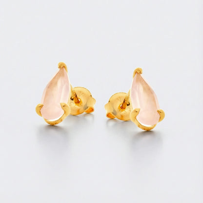 Boucles d'oreilles quartz rose goutte modèle 094D argent
