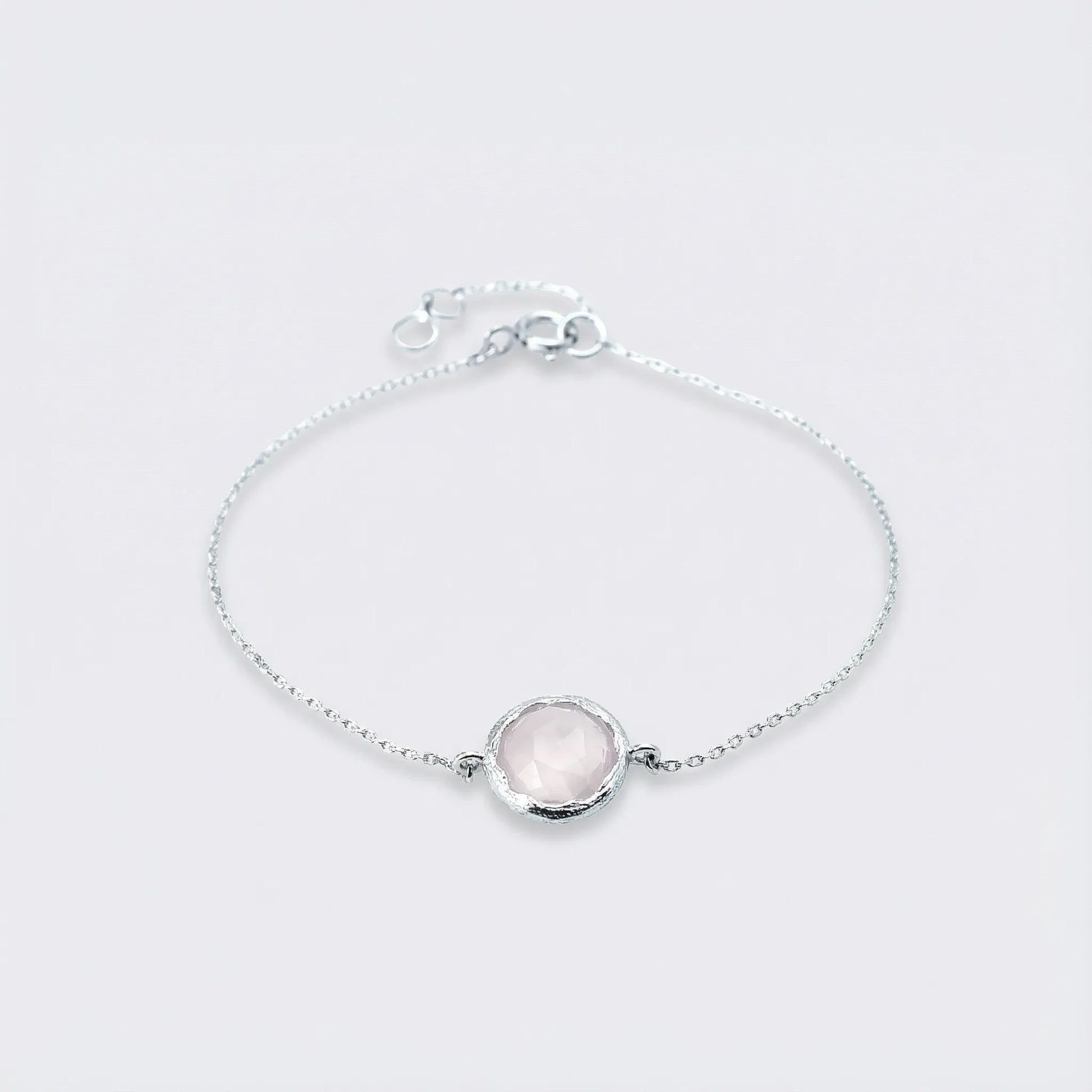 Bracelet quartz rose naturel en argent rhodié 925