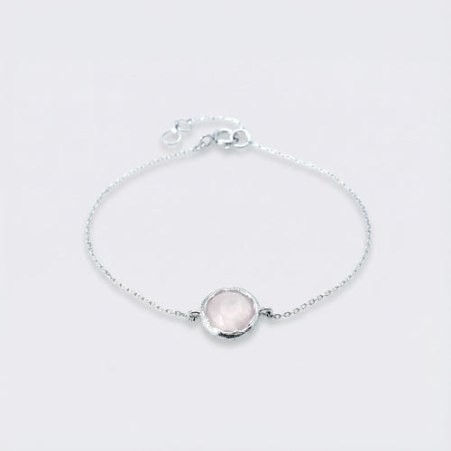 Bracelet quartz rose naturel en argent rhodié 925
