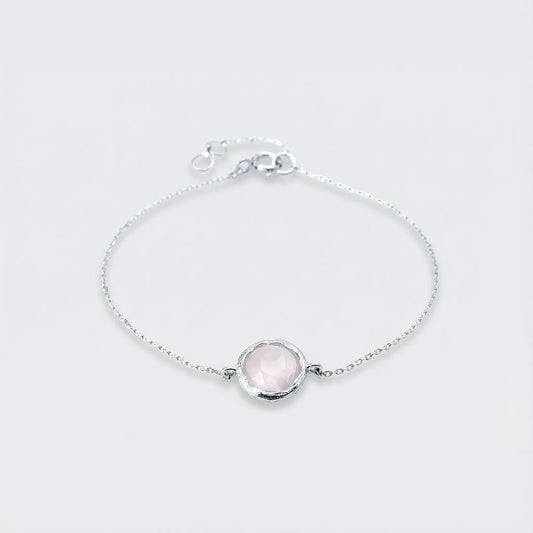 Bracelet quartz rose naturel en argent rhodié 925
