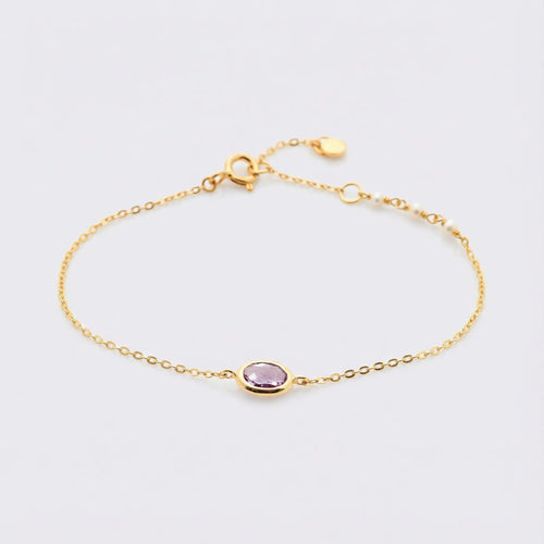 Bracelet améthyste ovale en argent doré 925