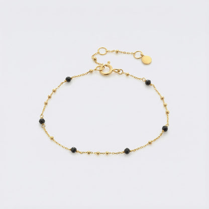 Bracelet spinelle noire naturelle en argent doré 925