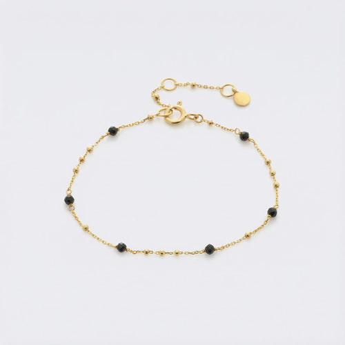 Bracelet spinelle noire naturelle en argent doré 925