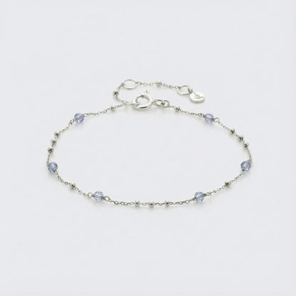 Bracelet iolite bleue ajustable en argent rhodié 925