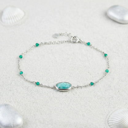 Bracelet amazonite onyx ajustable argent rhodié 925 - zoom