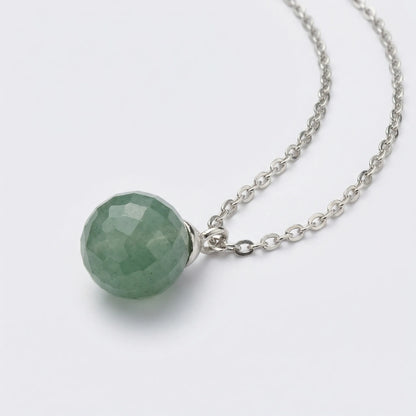 Collier aventurine verte boule en argent rhodié 925