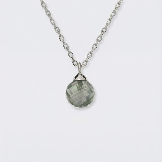 Collier aventurine verte en argent rhodié 925