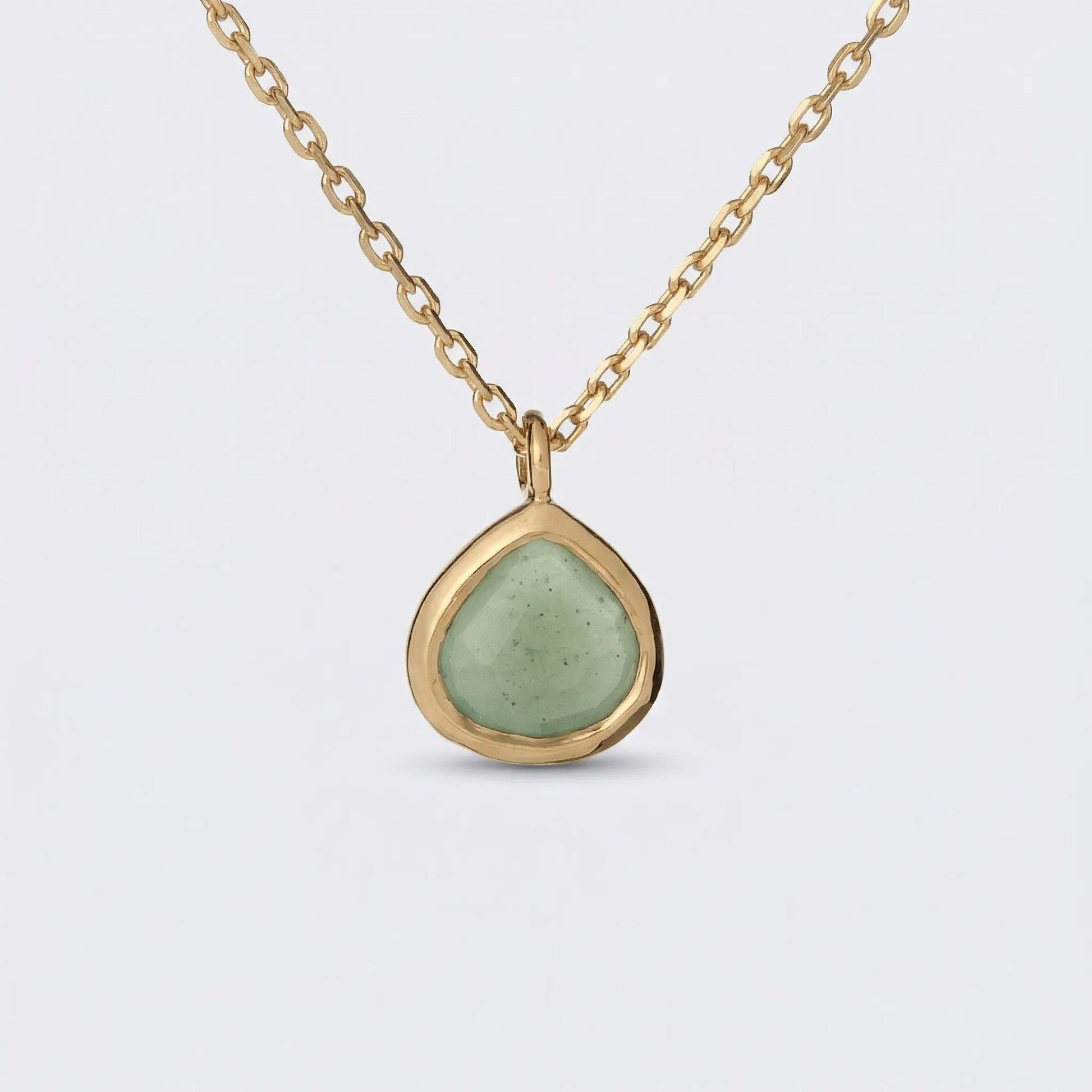 Collier cœur aventurine verte 42 cm argent doré 925