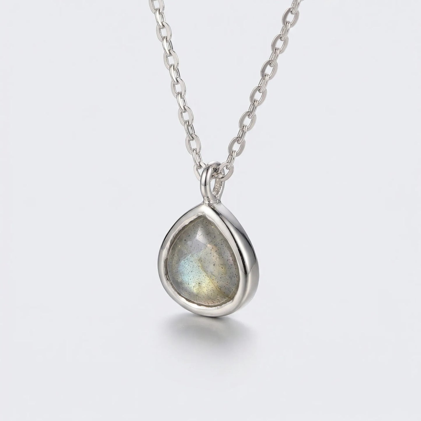 Collier cœur labradorite multicolore modèle 7-LB argent