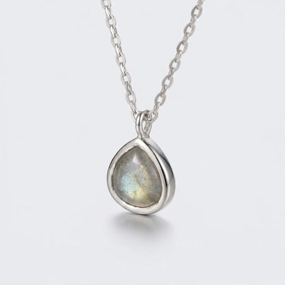 Collier cœur labradorite multicolore modèle 7-LB argent