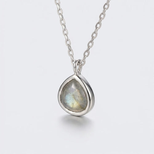 Collier cœur labradorite multicolore modèle 7-LB argent