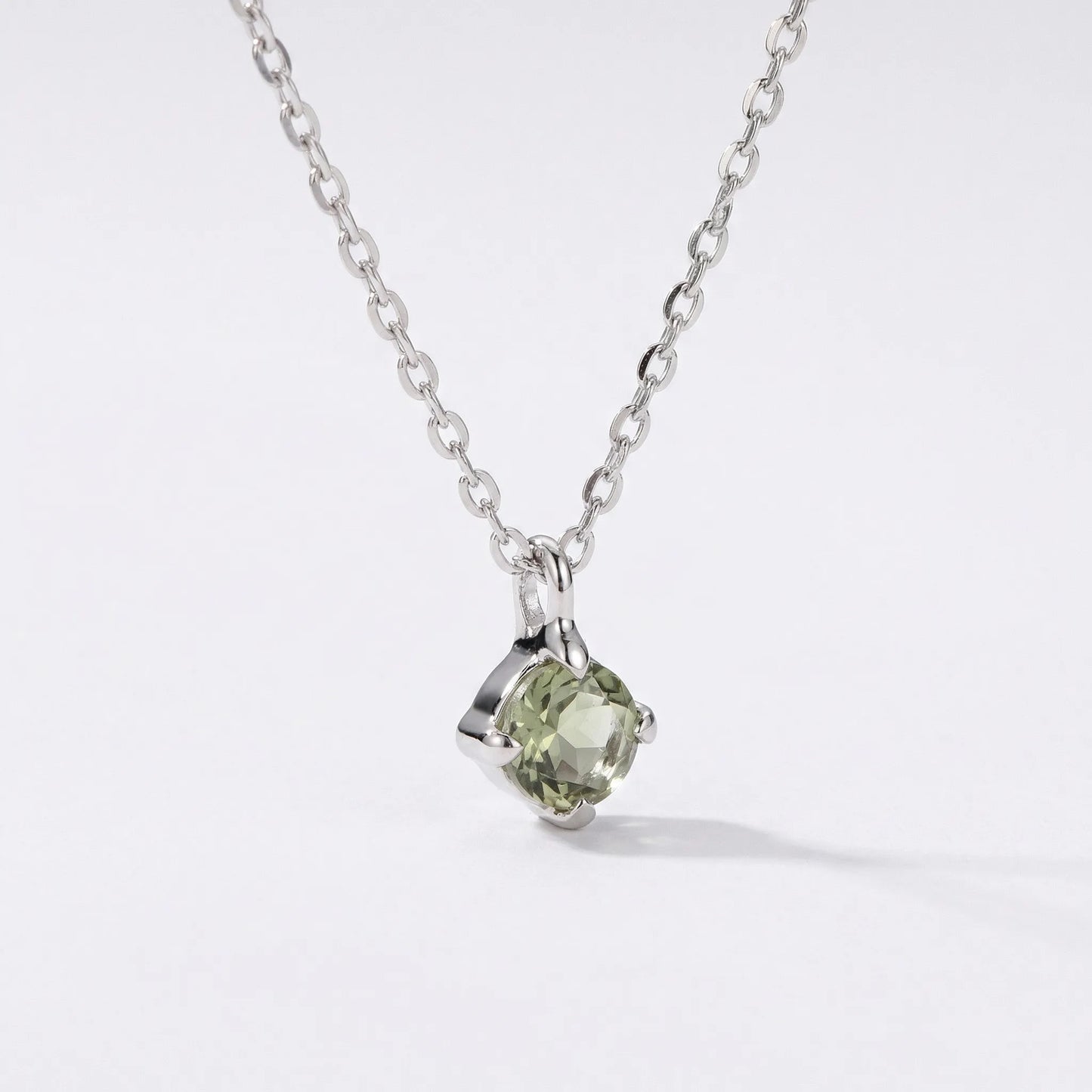 Collier quartz jaune ronde en argent rhodié 925