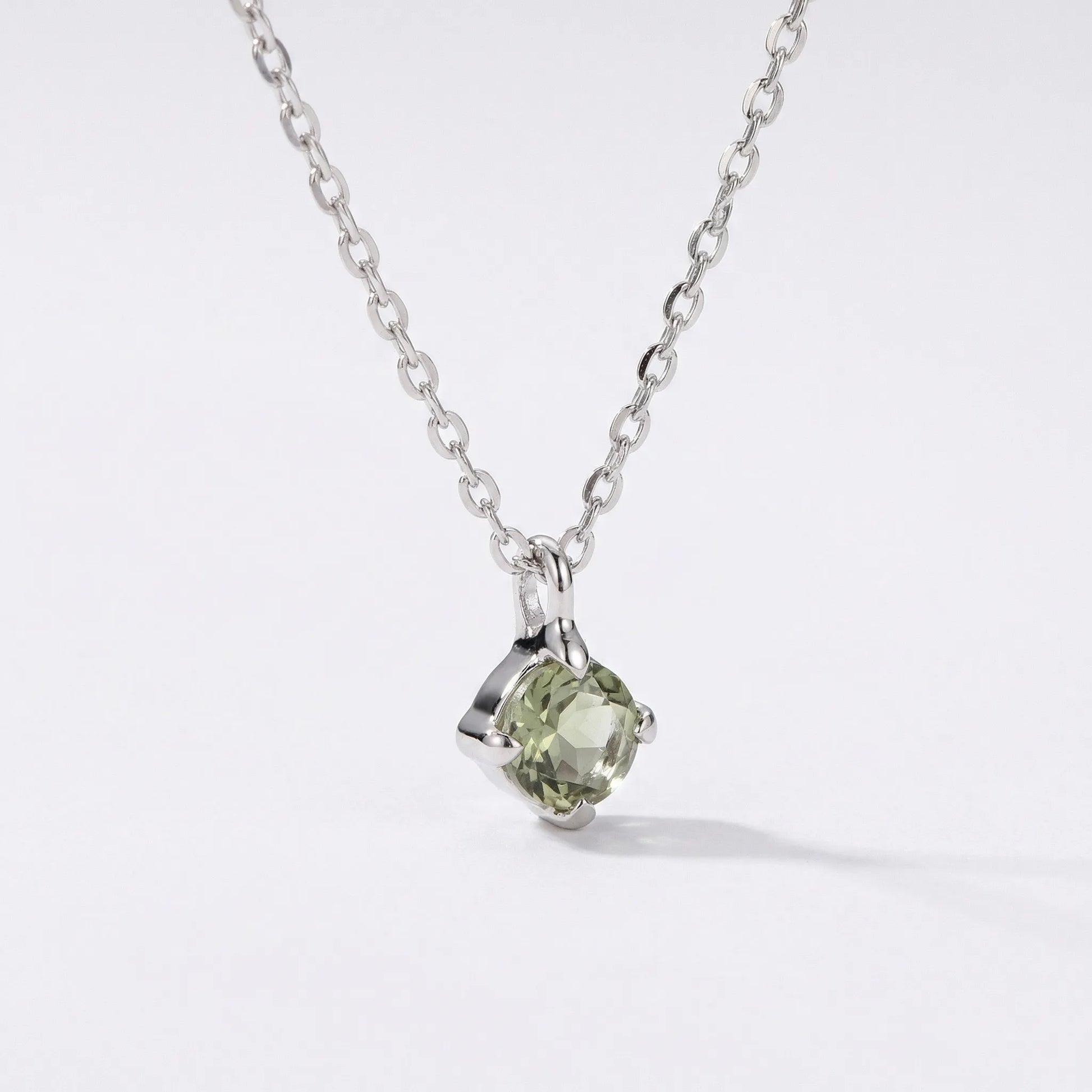 Collier quartz jaune ronde en argent rhodié 925