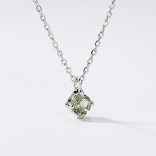 Collier quartz jaune ronde en argent rhodié 925