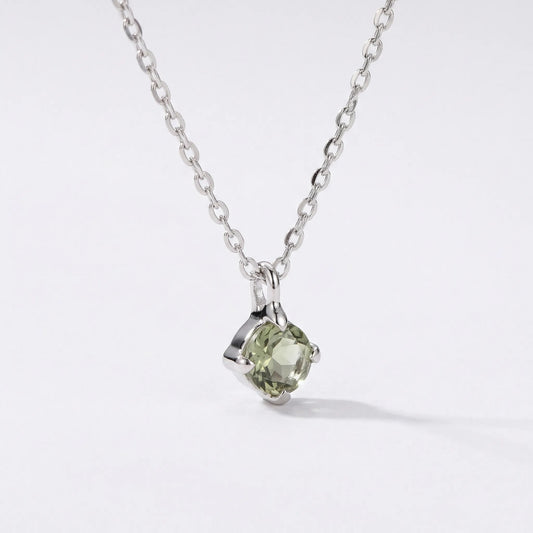 Collier quartz jaune ronde en argent rhodié 925