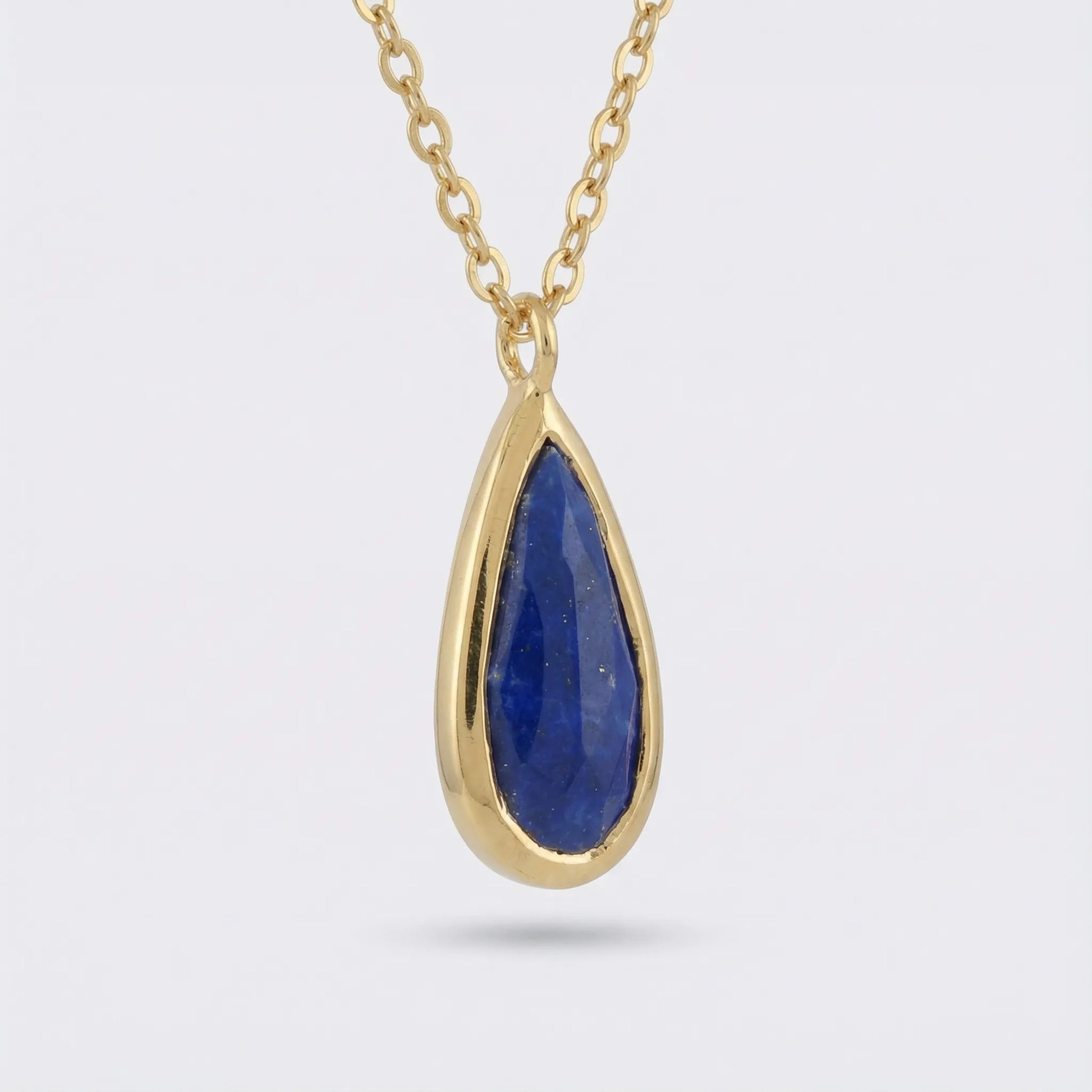 Collier lapis-lazuli goutte en argent doré 925