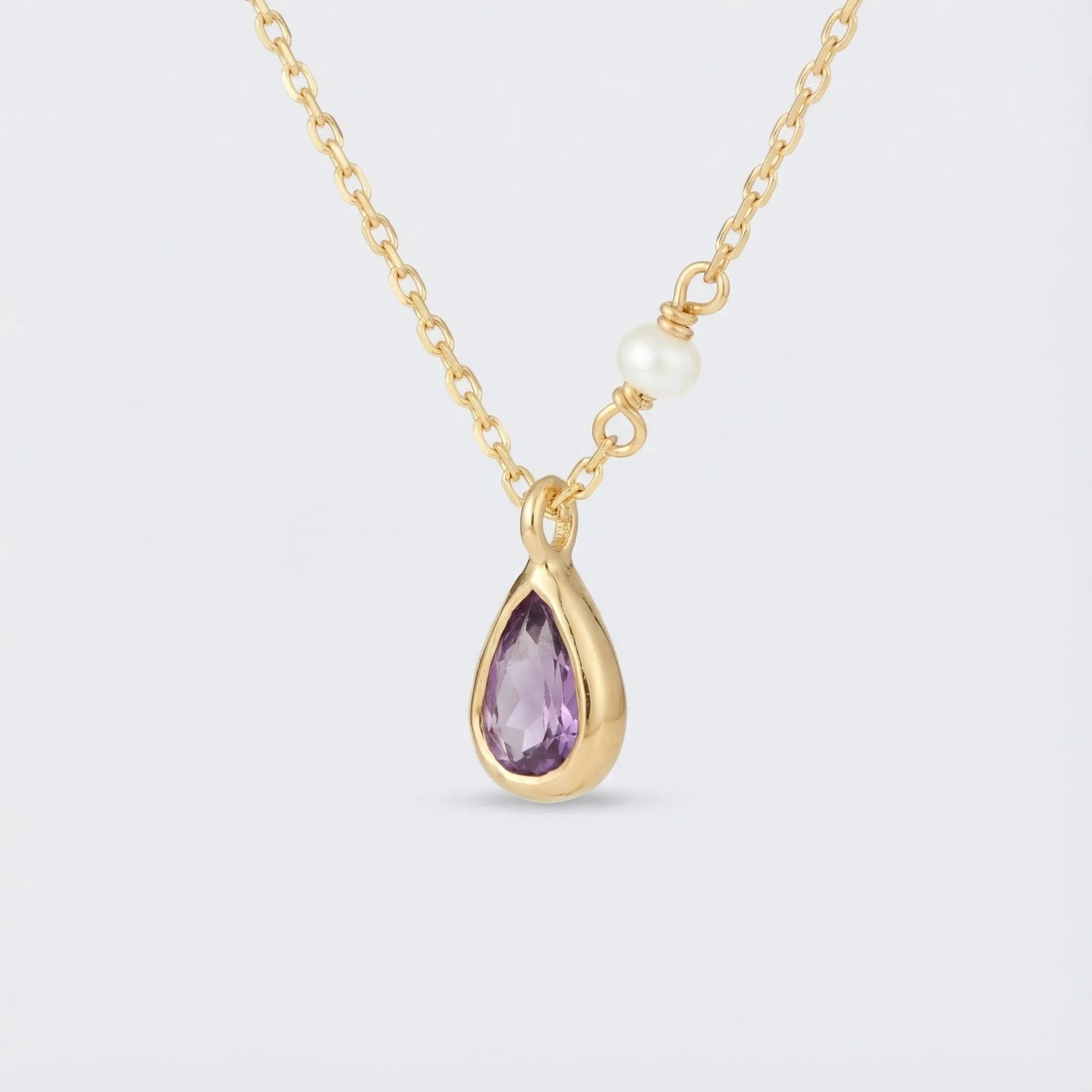 Collier améthyste multicolore en argent doré 925