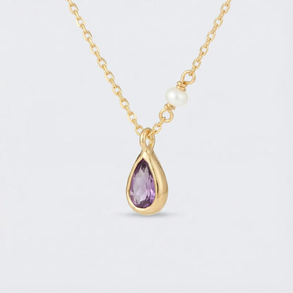 Collier améthyste multicolore en argent doré 925