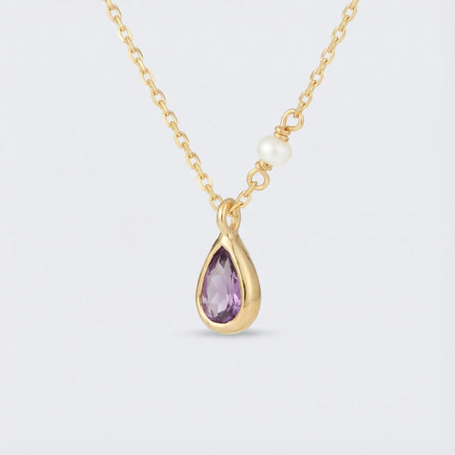 Collier améthyste multicolore en argent doré 925