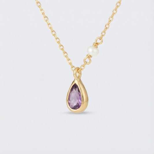 Collier améthyste multicolore en argent doré 925