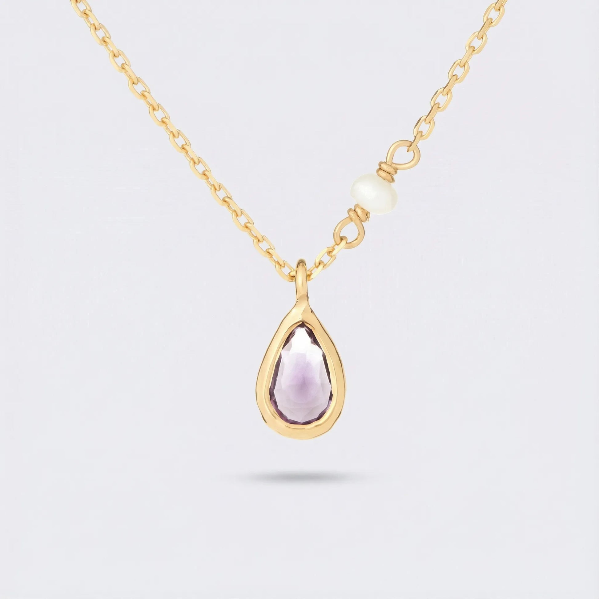 Collier améthyste goutte en argent doré 925