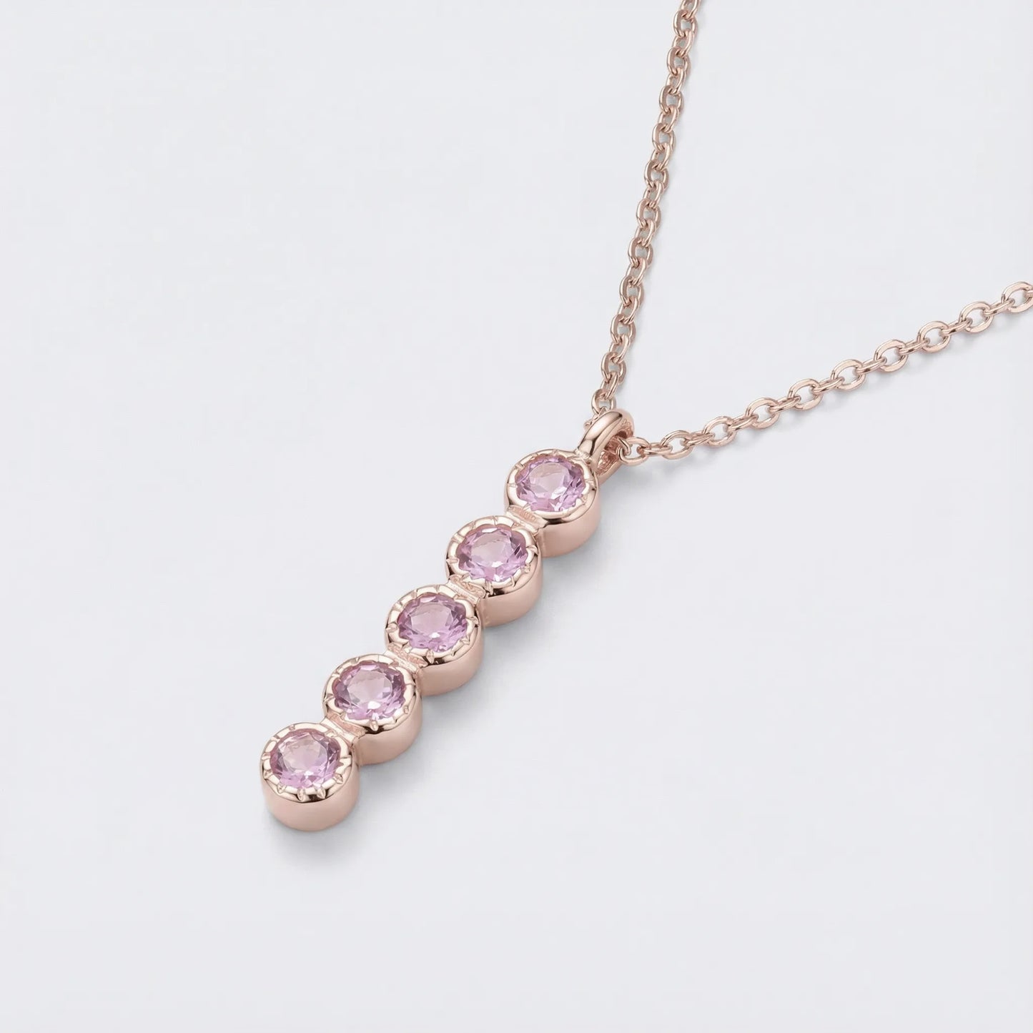 Collier améthyste violette ronde 42 cm argent rhodié 925