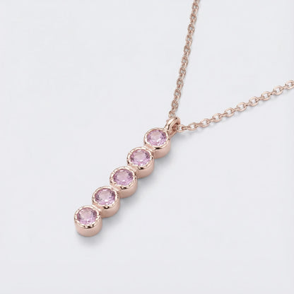 Collier améthyste violette ronde 42 cm argent rhodié 925